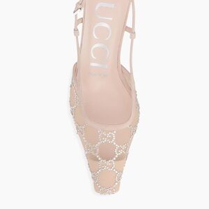 Gucci Crystal GG Mesh Slingback Pumps